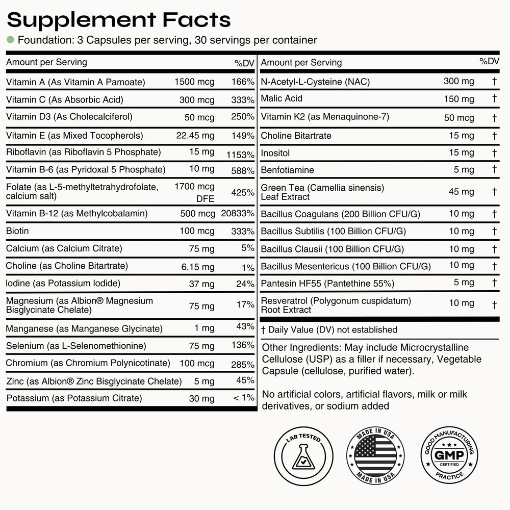 Joyous Foundation daily wellness supplement bottle — comprehensive nutritional support