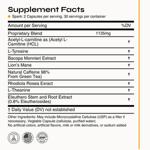 Joyous Spark supplement facts and key ingredients